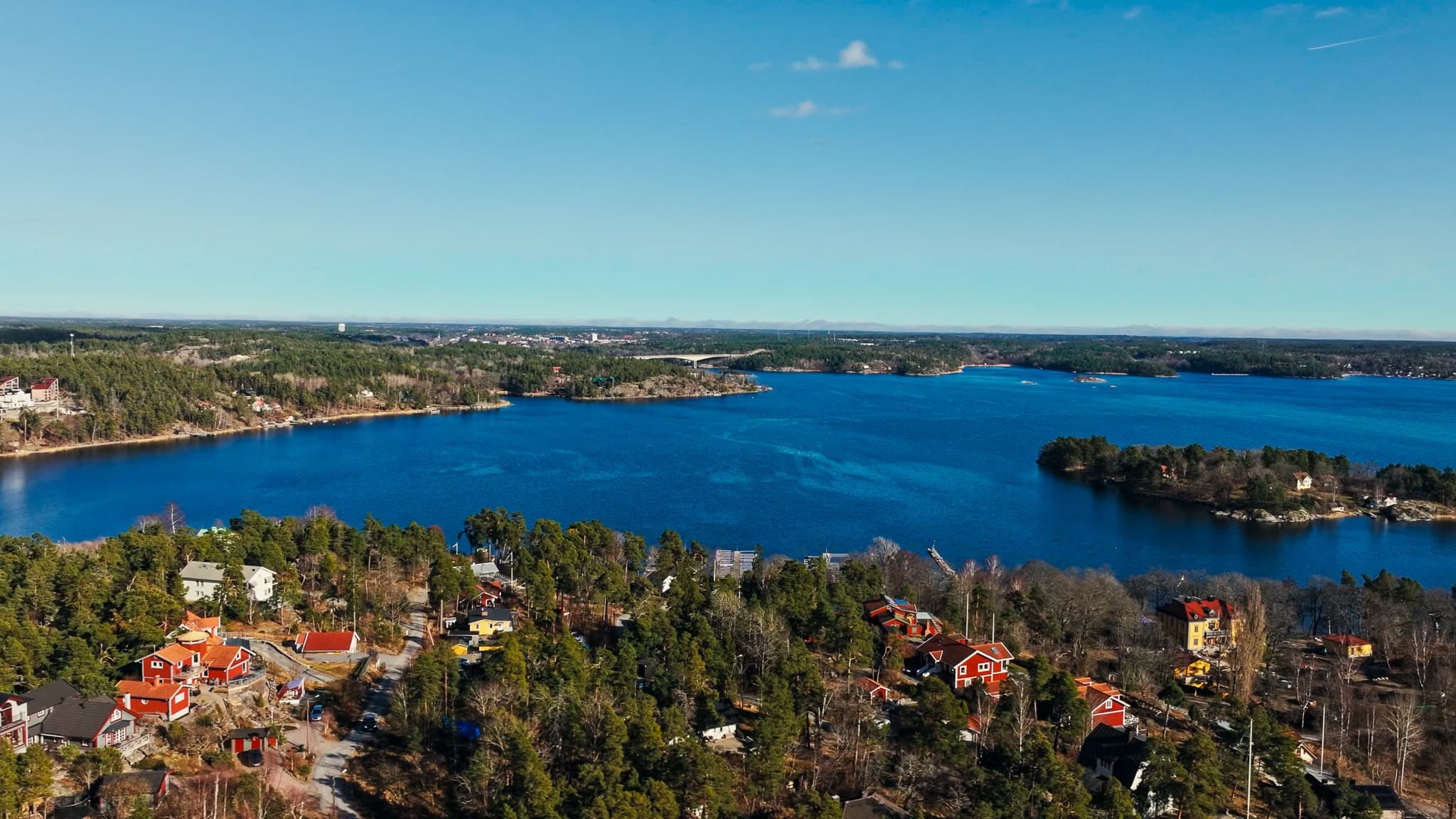 Drönarvy över Gustavsvik