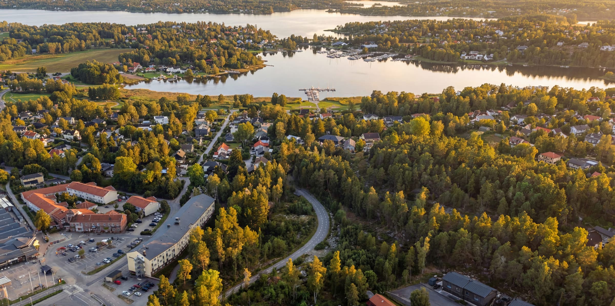 Flygbild Margretelund och omgivningar